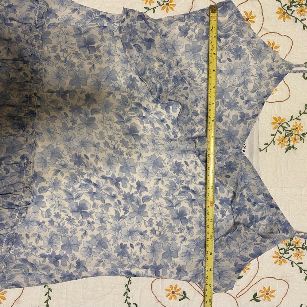 Floral Blue Ruffle Dress - Picture 9 of 10